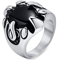 **COI Titanium Black Silver Ring With Black Onyx-8293