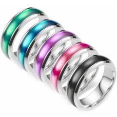 **COI Titanium Ring With Purple/Green/Blue/Black/Pink Resin-8298