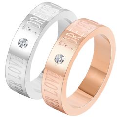 **COI Titanium Rose/Silver Forever Love Pipe Cut Flat Ring With Cubic Zirconia-8332