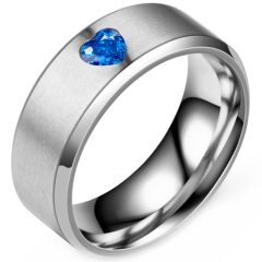 **COI Titanium Beveled Edges Ring With Created Blue Sapphire-8336