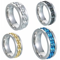 **COI Titanium Silver/Black/Gold Tone/Blue Silver Gears Ring-8347