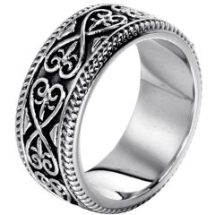 **COI Titanium Celtic Ring With Hearts-8384