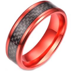 **COI Orange Titanium Beveled Edges Ring With Carbon Fiber-8405