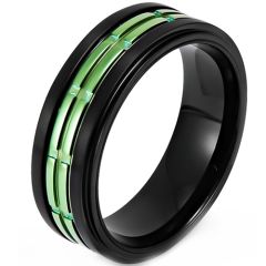 **COI Titanium Black Green/Silver Ring-8432