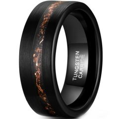 **COI Black Tungsten Carbide Wood Ring With Copper Foil-8445