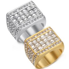 **COI Titanium Gold Tone/Silver Ring With Cubic Zirconia-8456