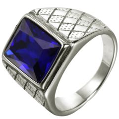 **COI Titanium Grooves Ring With Blue/Red/Green/White/Purple/Black Cubic Zirconia-8464