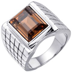 **COI Titanium Gold Tone/Silver Grooves Ring With Tiger Eye-8465