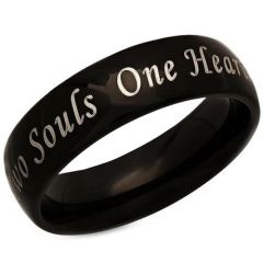 COI Black Tungsten Carbide One Hearts Two Souls Ring-TG846