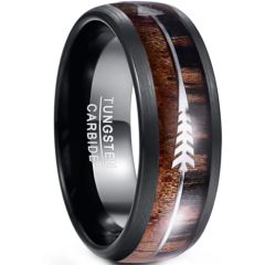 **COI Black Tungsten Carbide Dome Court Wood Ring With Arrows-8480