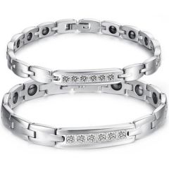 COI Titanium Cubic Zirconia Bracelet With Steel Clasp(Length: 7.87 inches)-8497