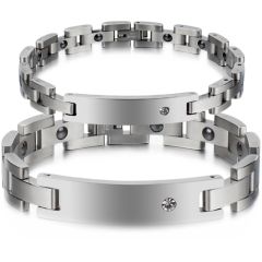 COI Titanium Cubic Zirconia Bracelet With Steel Clasp(Length: 8.27 inches)-8498