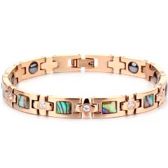 COI Rose Titanium Abalone Shell Cubic Zirconia Bracelet With Steel Clasp(Length: 8.1 inches)-8511