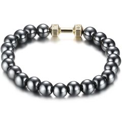 COI Gold Tone Titanium Synthetic Pearl Bracelet With Steel Clasp(Length: 8.87 inches)-8517