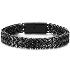 COI Black Titanium Bracelet With Steel Clasp(Length: 8.66 inches)-8522