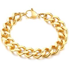 COI Gold Tone Titanium Bracelet With Steel Clasp(Length: 7.87 inches)-8523
