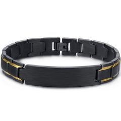 COI Titanium Black Gold Tone Bracelet With Steel Clasp(Length: 8.46 inches)-8525