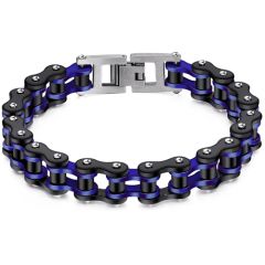 COI Titanium Black Blue/Red/Gold Tone/Silver Bracelet With Steel Clasp(Length: 8.66 inches)-8531