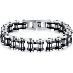 COI Titanium Silver/Black/Gold Tone Silver Bracelet With Steel Clasp(Length: 8.46 inches)-8532