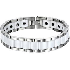 COI Titanium White Ceramic Bracelet With Steel Clasp(Length: 8.07 inches)-8535