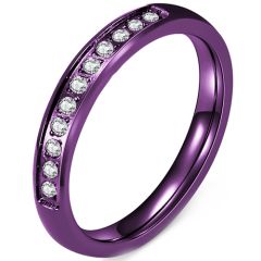**COI Titanium Gold Tone/Silver/Purple Ring With Cubic Zirconia-8538