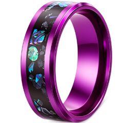 **COI Purple Titanium Abalone Shell Beveled Edges Ring-8546
