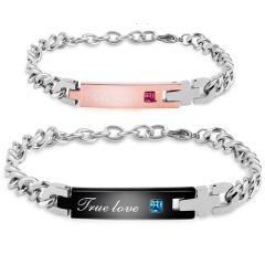 COI Titanium Black/Rose Silver True Love Cubic Zirconia Bracelet With Steel Clasp(Length: 8.46 inches or 9.65 inches)-8562