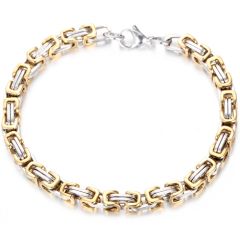 COI Titanium Gold Tone/Silver/Gold Tone Silver Bracelet With Steel Clasp(Length: 8.46 inches)-8563