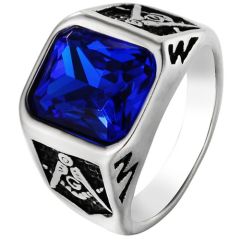 **COI Titanium Masonic Freemason Ring With Stone-8572