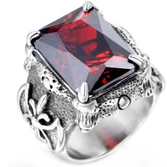 **COI Titanium Ring With Created Red Ruby-8581