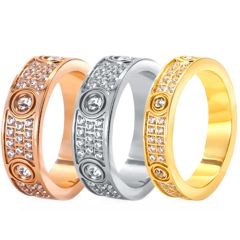 **COI Titanium Gold Tone/Silver/Rose Ring With Cubic Zirconia-8598