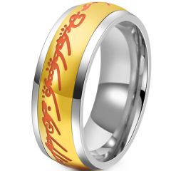**COI Titanium Gold Tone Silver Lord The Rings Power Ring-8601
