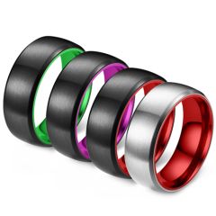 **COI Titanium Black/Silver/Purple/Red/Green Beveled Edges Ring-8602