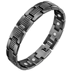 COI Black Titanium Bracelet With Steel Clasp(Length: 8.26 inches)-8613