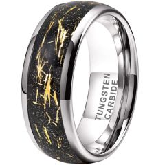 **COI Tungsten Carbide Meteorite Dome Court Ring With 18K Gold Foil-8620