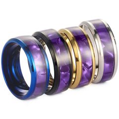 **COI Titanium Black/Gold Tone/Silver/Blue Beveled Edges Ring With Purple Camo-8656AA