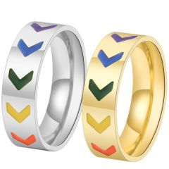 **COI Titanium Gold Tone/Silver Rainbow Color Ring With Arrows-8683AA