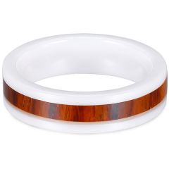 **COI White Ceramic Pipe Cut Flat Ring With Wood-8692AA