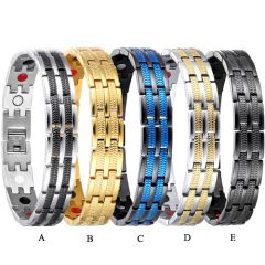 COI Titanium Black/Gold Tone/Silver/Blue Bracelet With Steel Clasp(Length: 8.46 inches)-8702