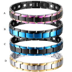 COI Titanium Black/Gold Tone/Silver/Blue/Rainbow Bracelet With Steel Clasp(Length: 8.46 inches)-8703