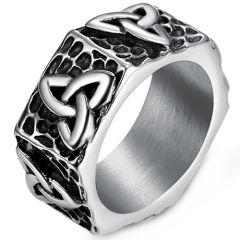**COI Titanium Black Silver Trinity Knots Ring-8722