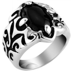 **COI Titanium Black Silver Ring With Black Onyx-8752