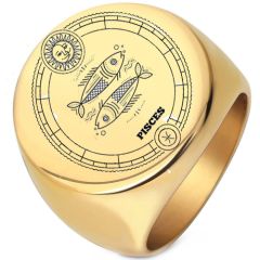 **COI Titanium Gold Tone/Silver Ring With Custom Zodiac Sign-8753