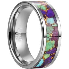 **COI Tungsten Carbide Pipe Cut Flat Ring With Abalone Shell-8763