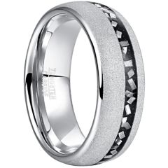 **COI Tungsten Carbide Sandblasted Ring With Meteorite-8765