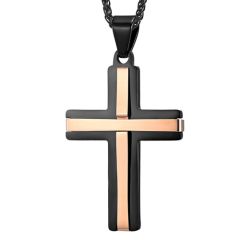 **COI Titanium Black Blue/Rose/Silver Cross Pendant-8777