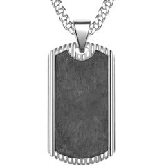 **COI Titanium Black/Silver Dog Tag Pendant With Carbon Fiber-8786