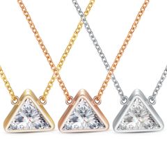 **COI Titanium Gold Tone/Rose/Silver Necklace With Cubic Zirconia(Length:19.6 inches)-8798