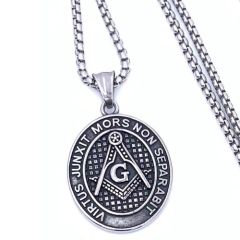 **COI Titanium Black Silver Freemason Masonic Pendant-8825
