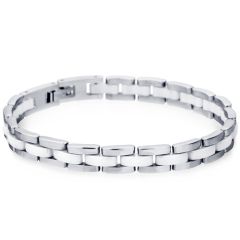 COI Titanium White Ceramic Bracelet With Steel Clasp(Length: 8.27 inches)-8832
